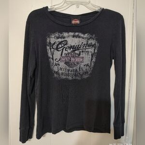 Harley-Davidson Women's L Black Genuine Long Sleeve Tee